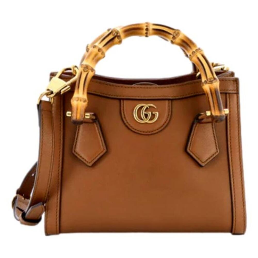 Gucci Diana Bamboo Handle Small Leather Crossbody Tote Bag Brown Small Mini